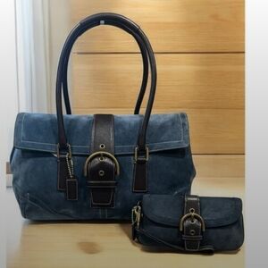 Coach Blue and Brown Satchel Set Vintage.